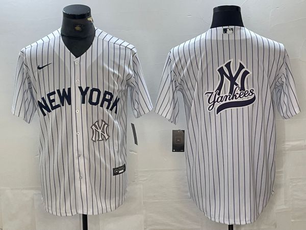Men New York Yankees Blank White Stripe Game Nike 2024 MLB Jersey style 3